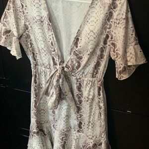 Snake Print Dress with Front Tie